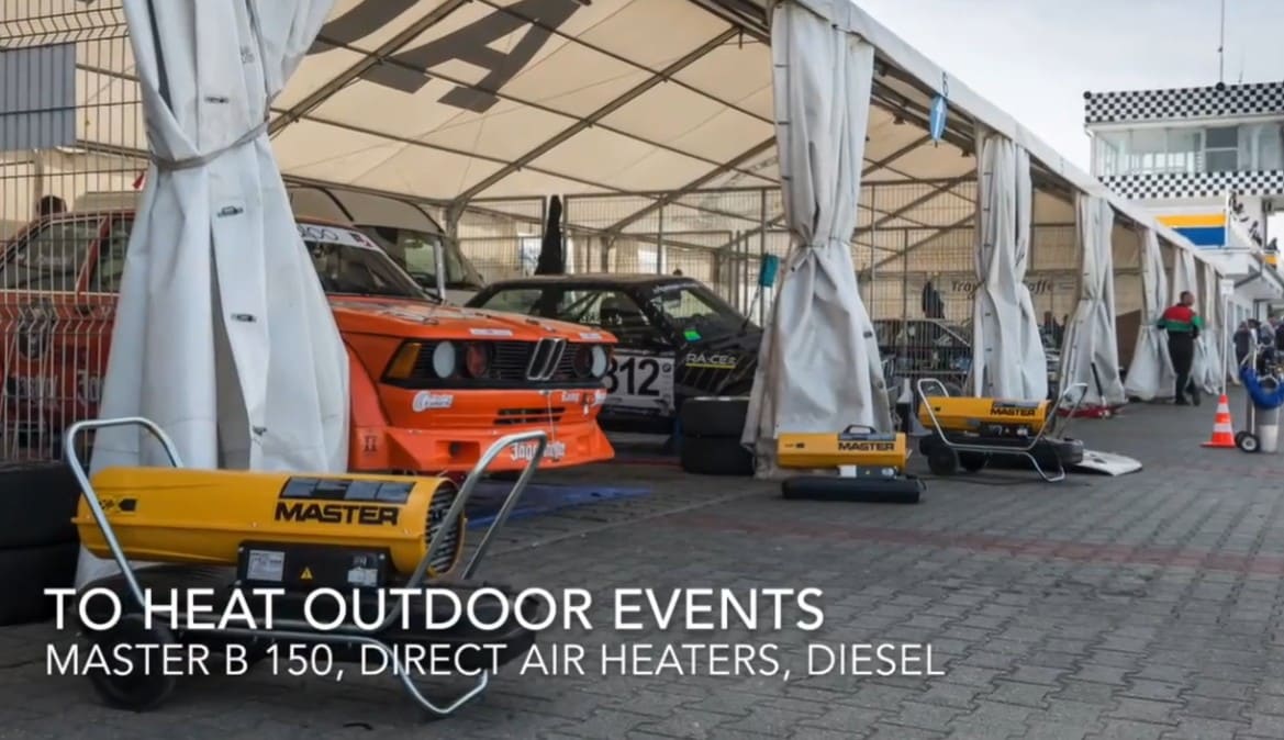 Dieselvärmare 44kW 900 m³/h 230V, Direktverkande Värmekanon med Vagn, Master