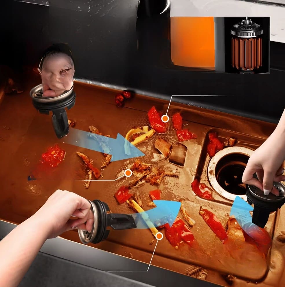 Avfallskvarn 1L, 2300 RPM, kraftfull och tyst matavfallskvarn, MIUI