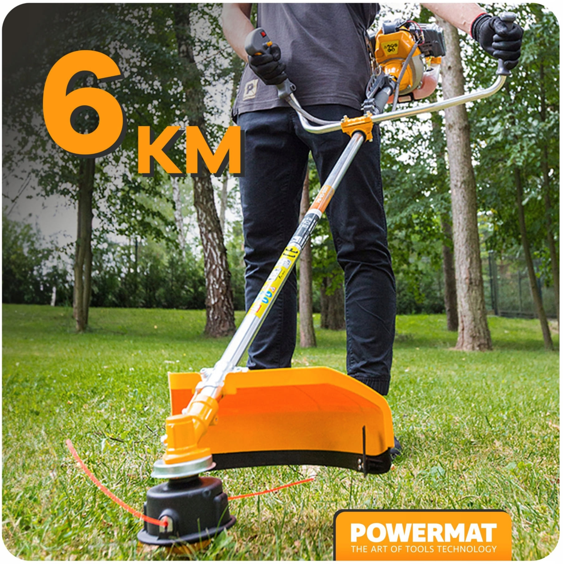 Grass Trimmer 6Hk 4.4kW 42 cm Two-Stroke Petrol Garden Trimmer, Powermat