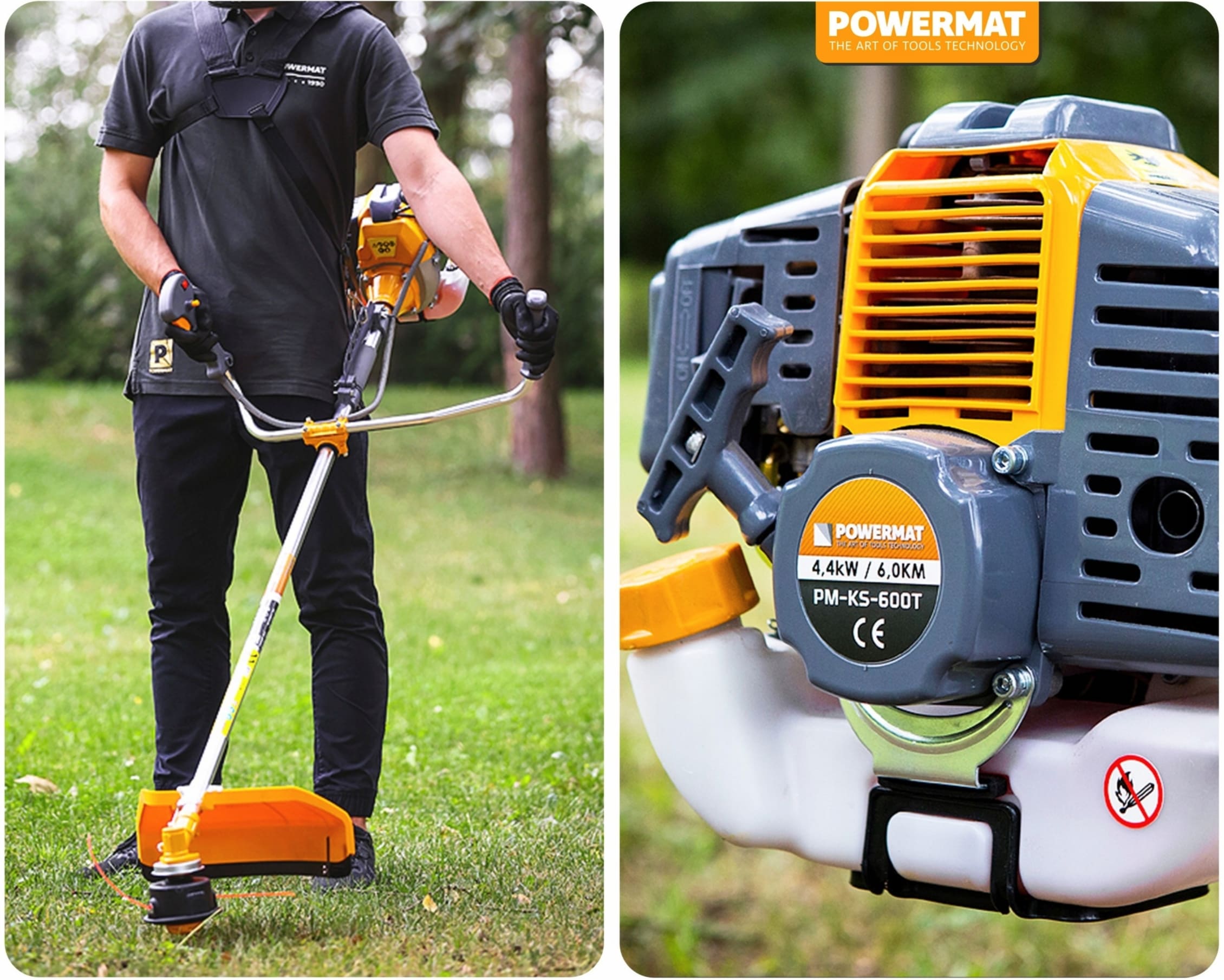 Grass Trimmer 6Hk 4.4kW 42 cm Two-Stroke Petrol Garden Trimmer, Powermat
