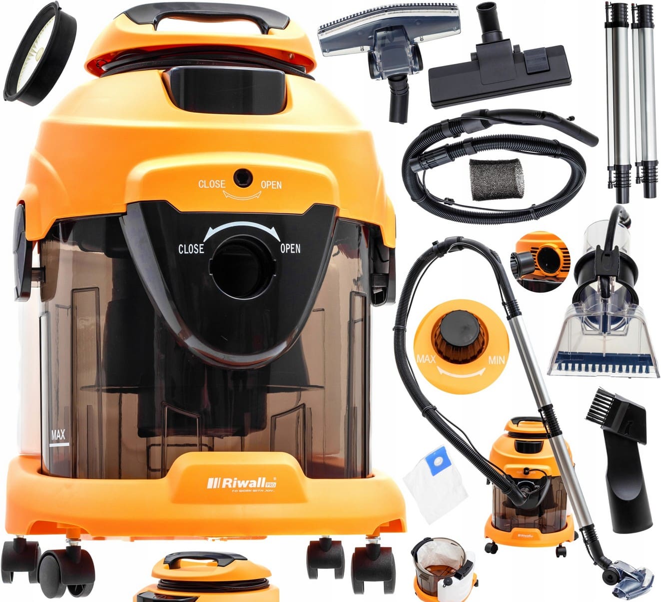 Carpet and Upholstery Washer , 2000W 270mBar, 4-i-1, V2, Riwall VPRO