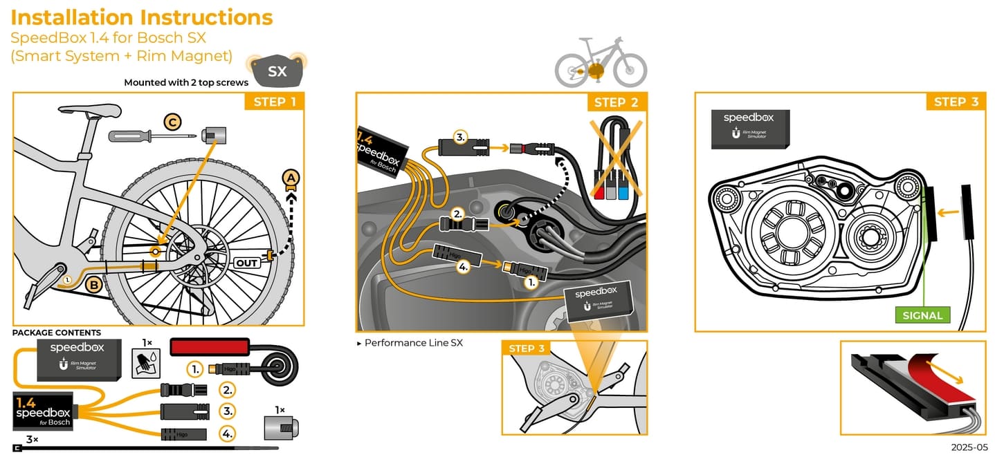 SpeedBox 1.4 tuning för elcycklar med BOSCH SX (Smart System + Rim Magnet)
