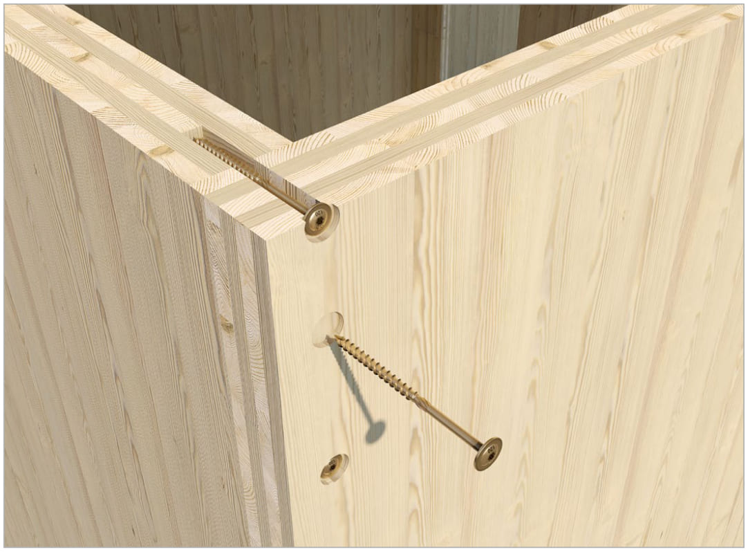 Structural timber wood screw with washer head TX, C4, yellow zinc, 4 x 30 to 6 x 200, 300 to 1000st per box, Klimas