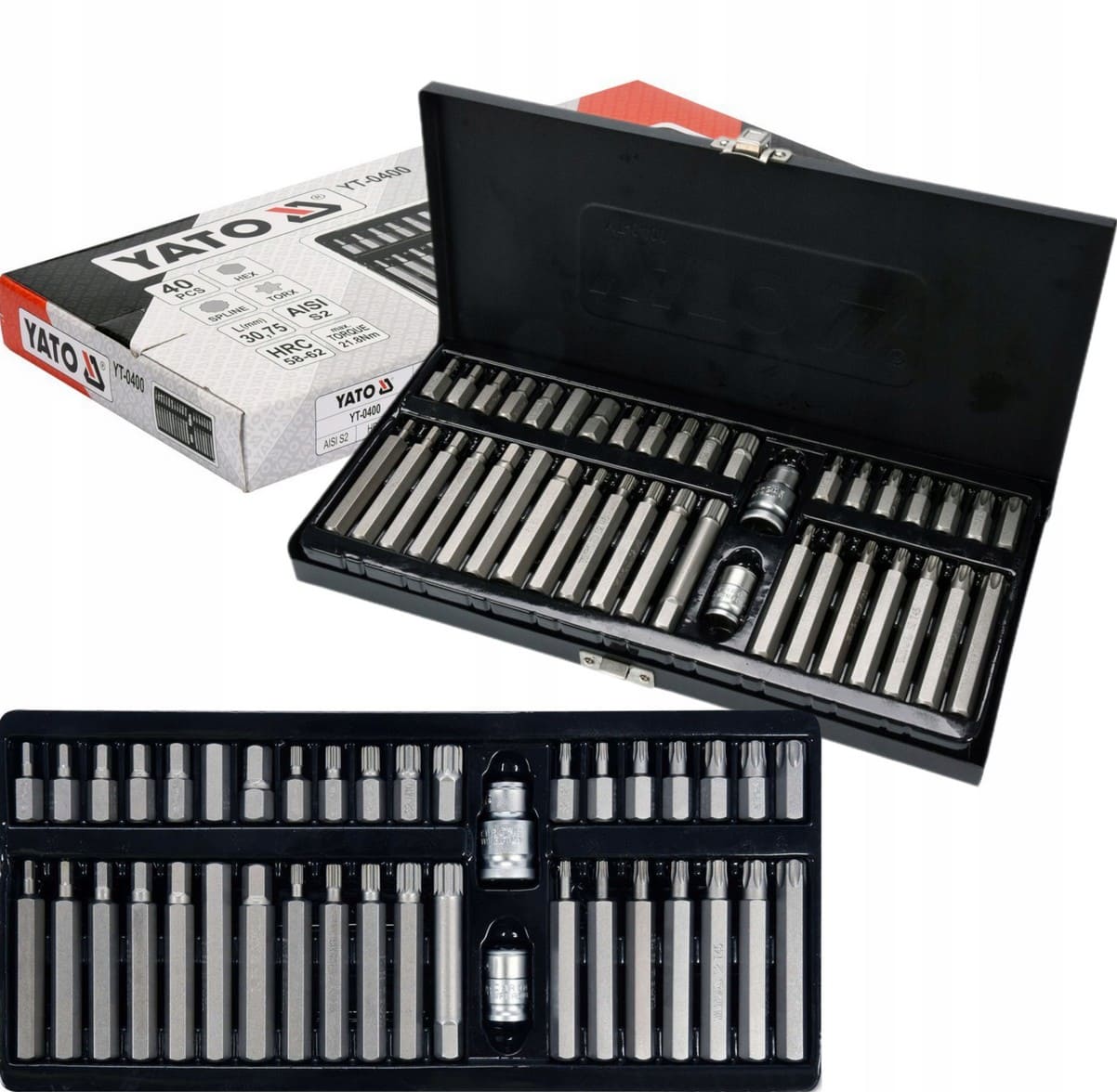 Tool set HEX Keys TORX Spline, 40 Pieces, Metal Case, YATO
