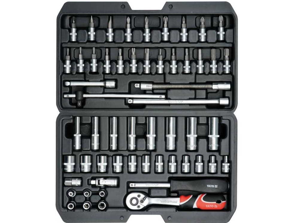 Socket Wrench set 56 Pieces, Sockets, Socket bits, Ratchet handle, YATO