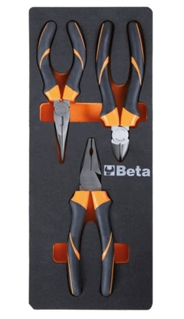 Pliers set 3 Pieces, Diagonal Combination Needle Nose, Bi-Material Handle, BETA Tools