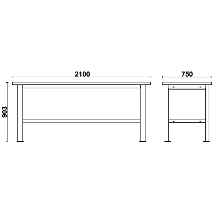 Arbetsbänk Enkel 2, 1m Rostfri MDF 1000 kg Golvfäste, BETA Tools