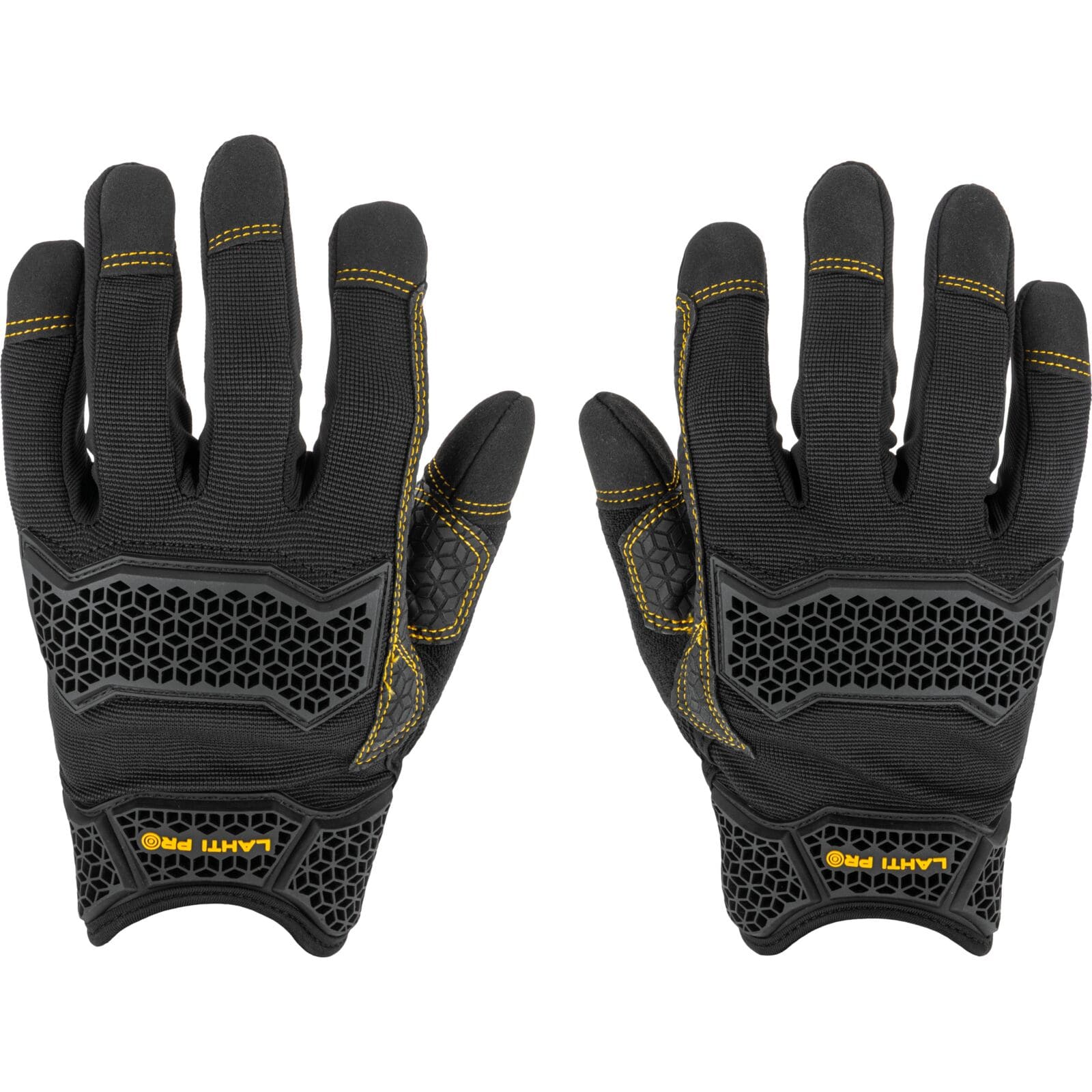 Work gloves with touch and silicone grip