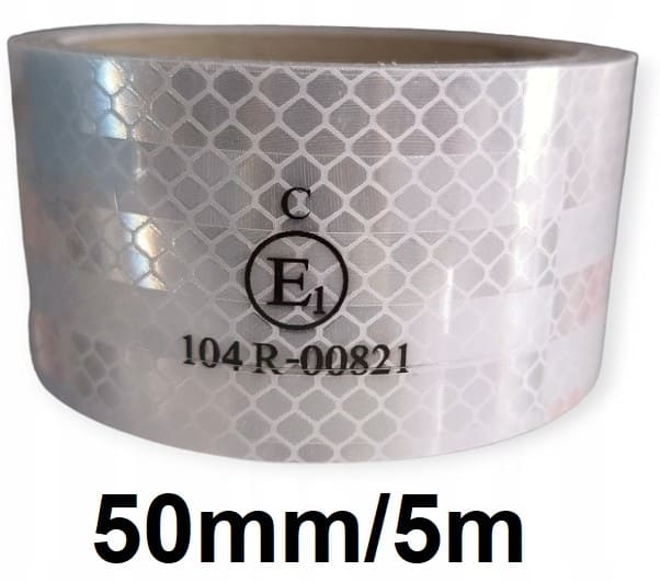 Reflective Tape 2 Rolls, 5m Each, 50 mm Wide, Silver/White, Self-Adhesive Tape for Professional Use, Paper Tech