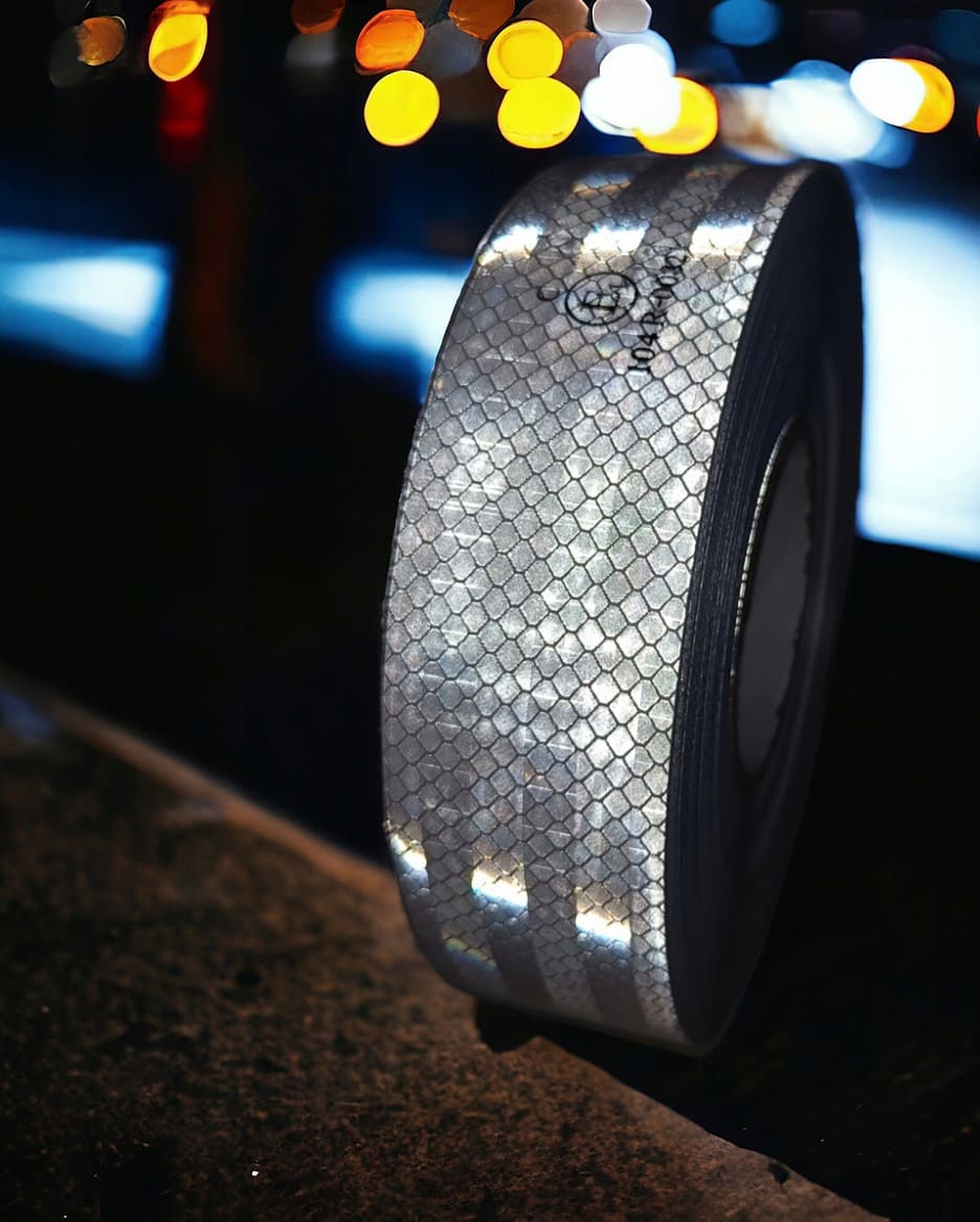 Reflective Tape 2 Rolls, 5m Each, 50 mm Wide, Silver/White, Self-Adhesive Tape for Professional Use, Paper Tech