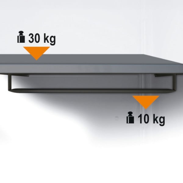 Hyllplan med Klädstång 600 mm Rostfri, C45PRO
