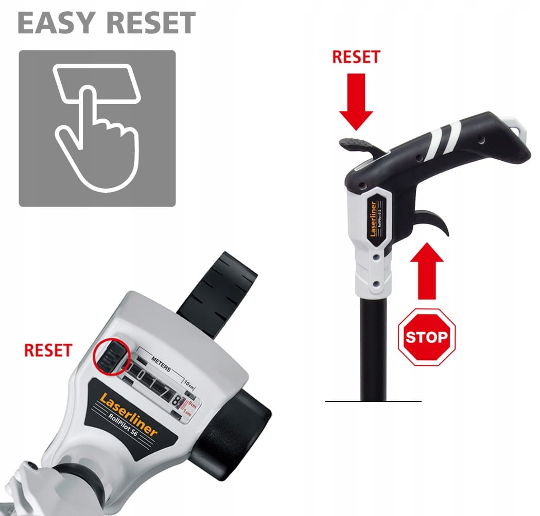 Measuring Wheel Distance Meter 9999.9m ±0.1% Brake Reset Foldable, Laserliner RollPilot S12