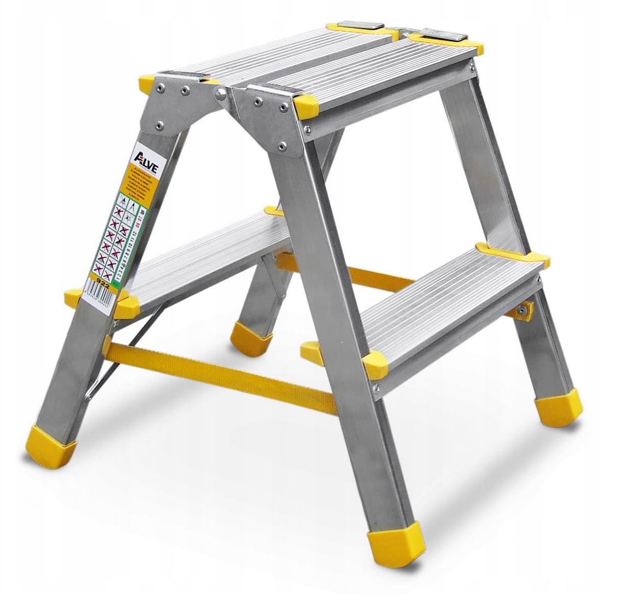 Professional Double-Sided Step Ladder 2x2 Steps Aluminium 150 kg, Alve
