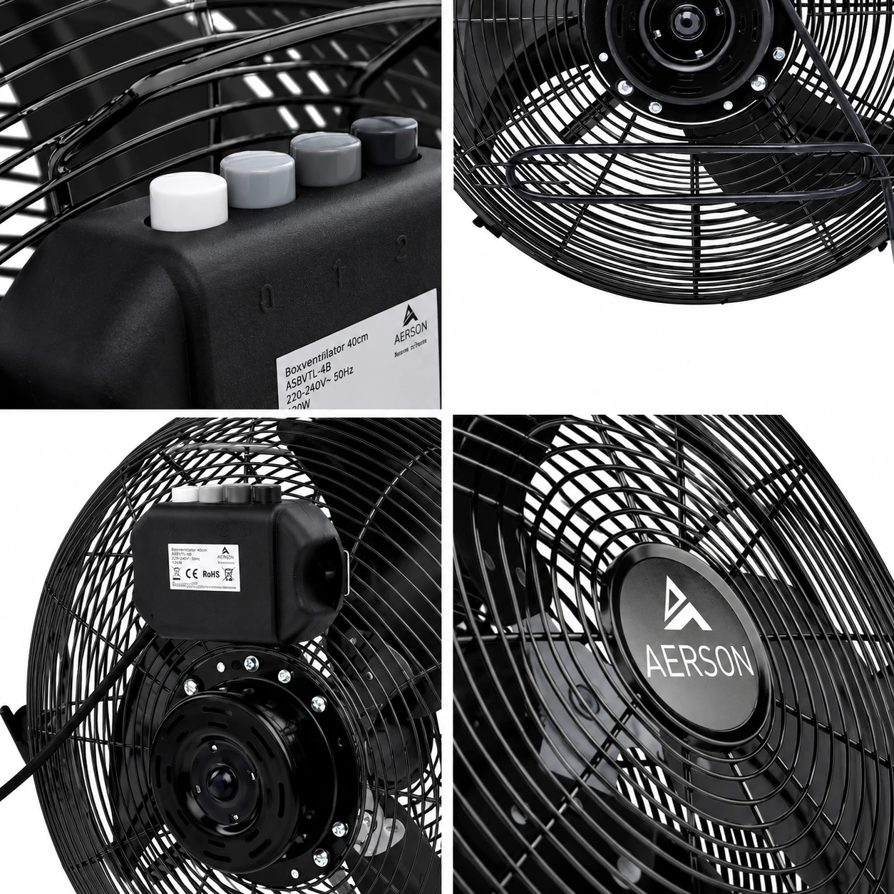 Golvfläkt 50 cm 120 W Metall – 7270 m³/h, Svart