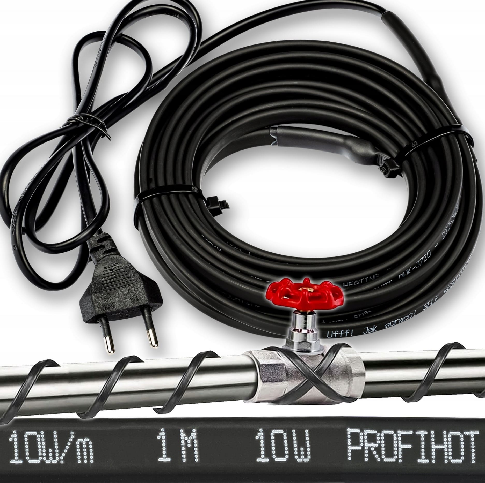 Heating Cable Self-Regulating 230V 10W/m IP68 with Plug 1-10m, profiHOT