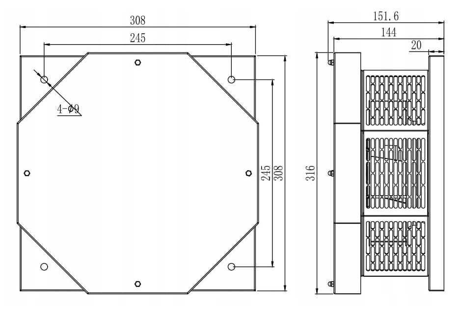 Roof Exhaust Fan Industrial EC Motor Stainless Steel 780m³/h 83W 190mm REF 190/800 EC, Eberg