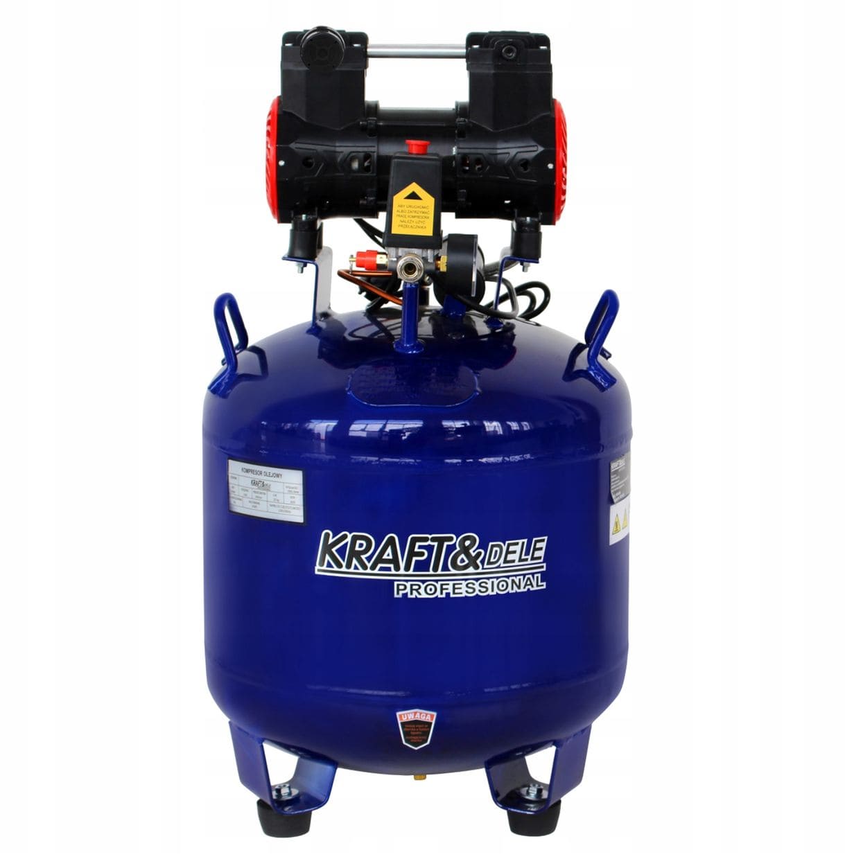 Oil-Free Compressor 50L 1500W 290L/min Round Quiet 75dB Folding Handle, Kraft&Dele