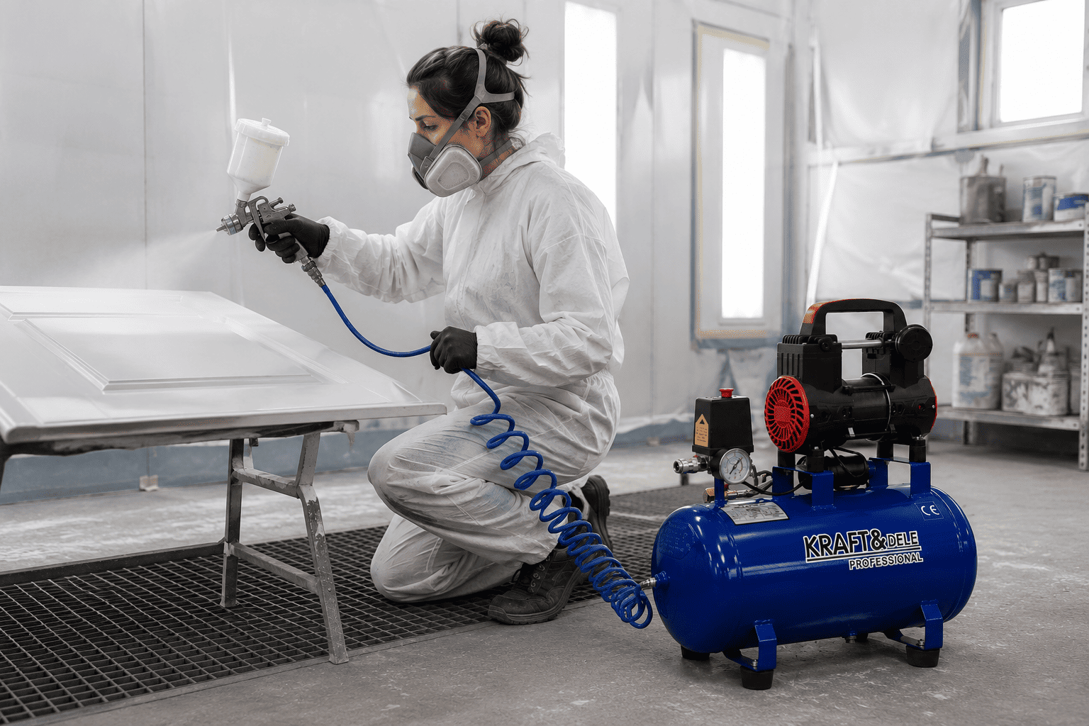 Oil-Free Compressor 50L 1500W 290L/min Quiet 75dB, Kraft&Dele