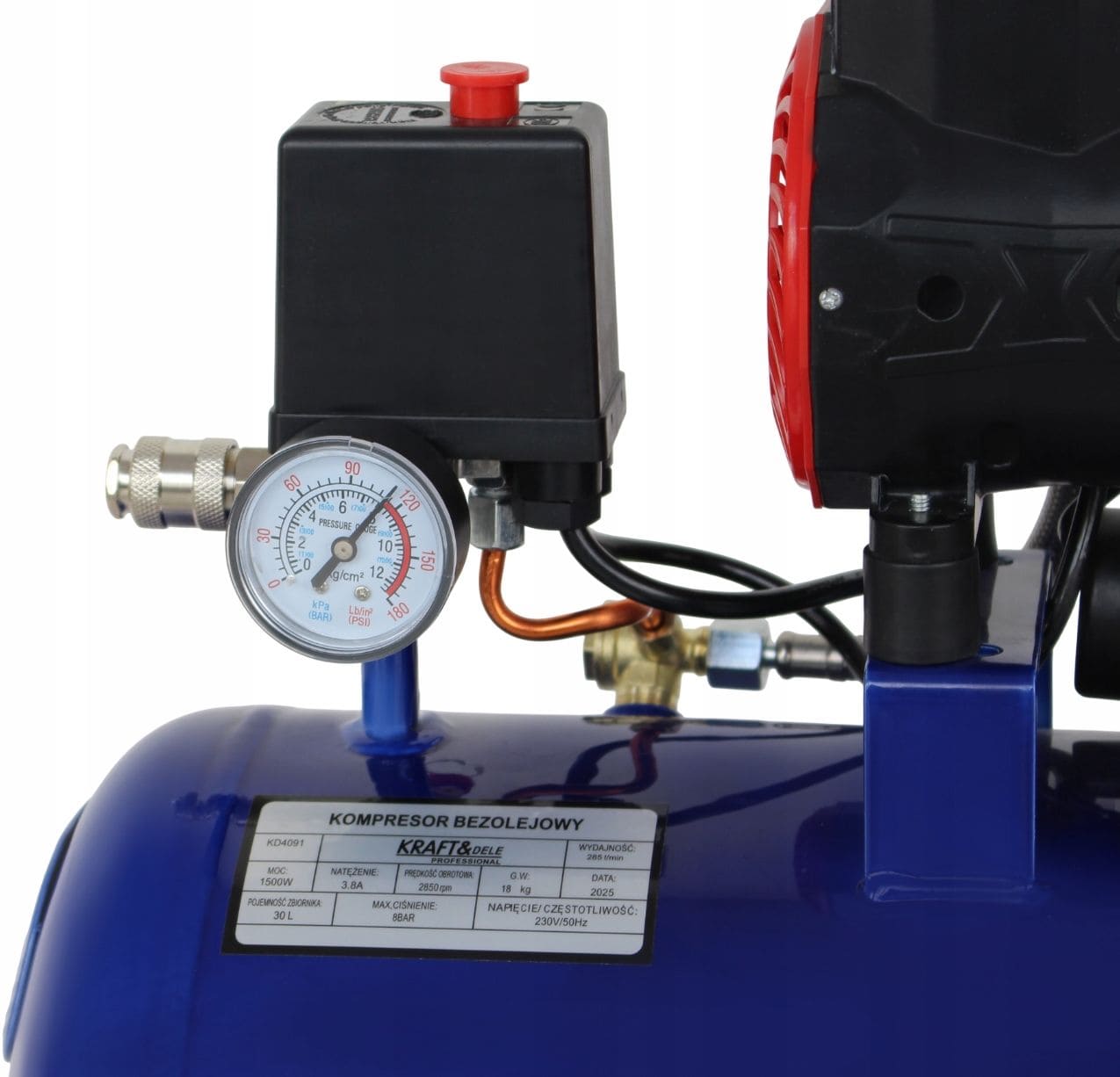 Kompressor Oljefri 30L 1500W 285 l/min Tyst Verkstadskompressor