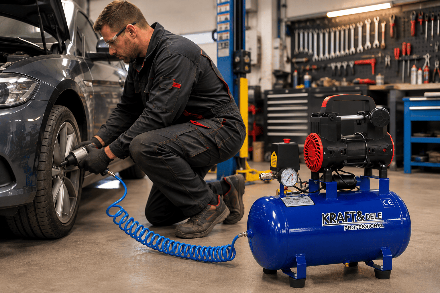 Oil-Free Compressor 50L 1500W 290L/min Quiet 75dB, Kraft&Dele