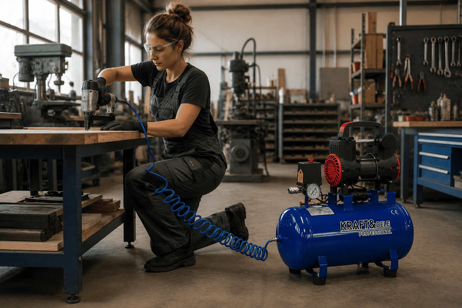 Oil-Free Compressor 50L 1500W 290L/min Quiet 75dB, Kraft&Dele