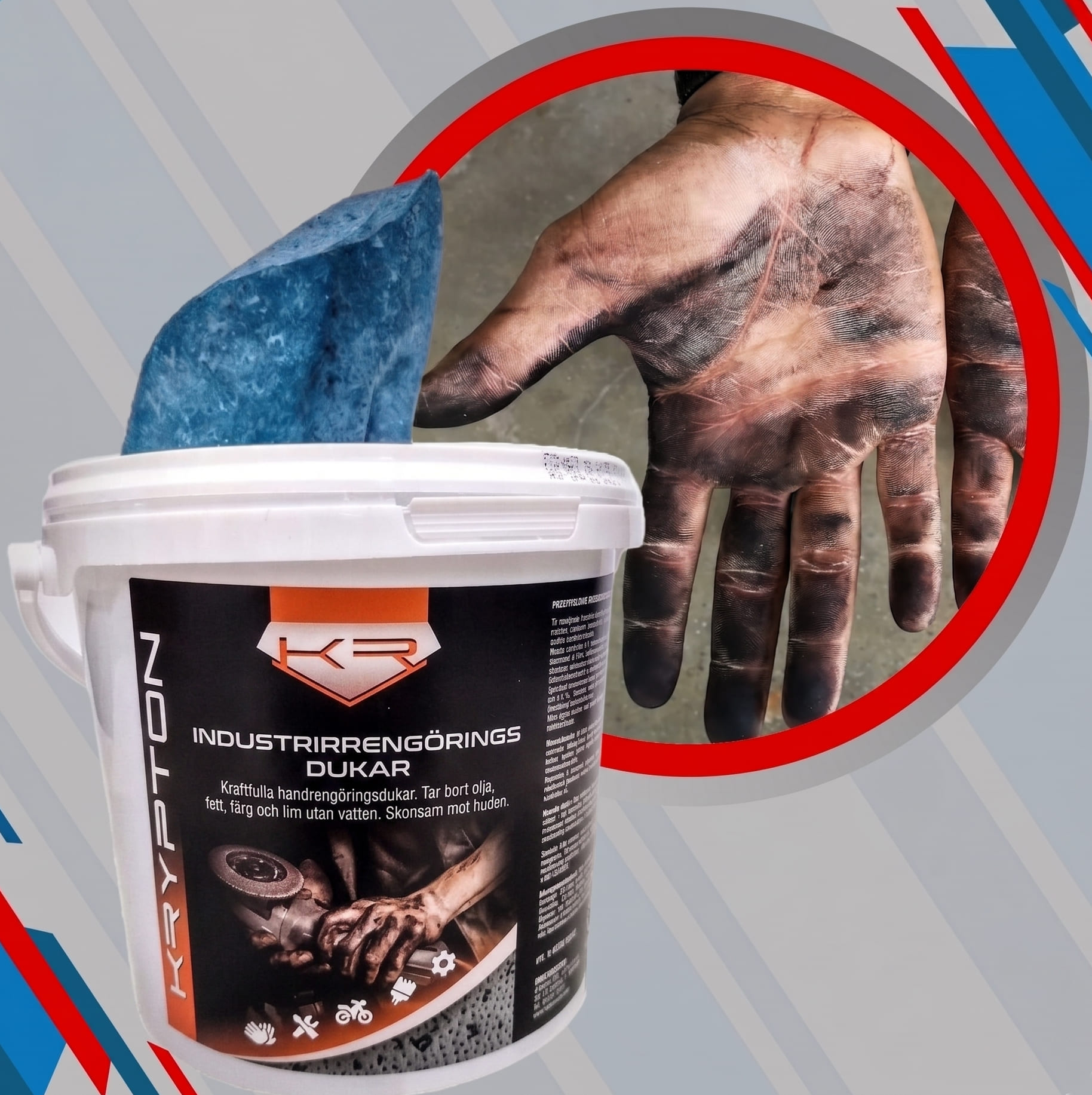 Industriservetter Rengöring Händer Verktyg Maskiner 72 st 25x25 cm Apelsindoft Blå, Krypton