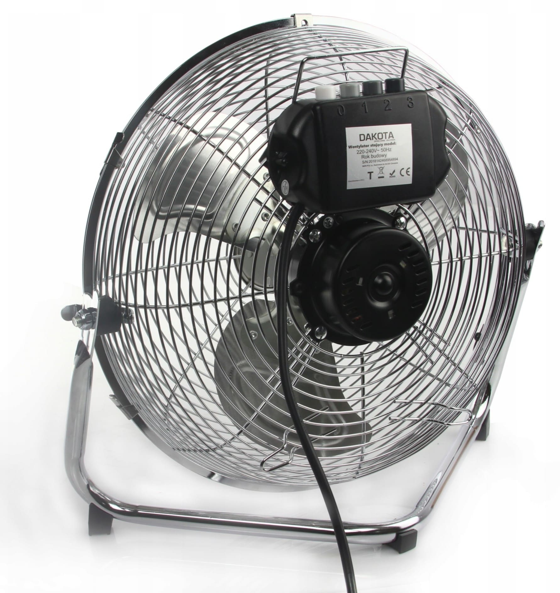 Floor Fan Industrial Air Circulator 120W 50 cm 3 Speeds Chromed Steel Silver