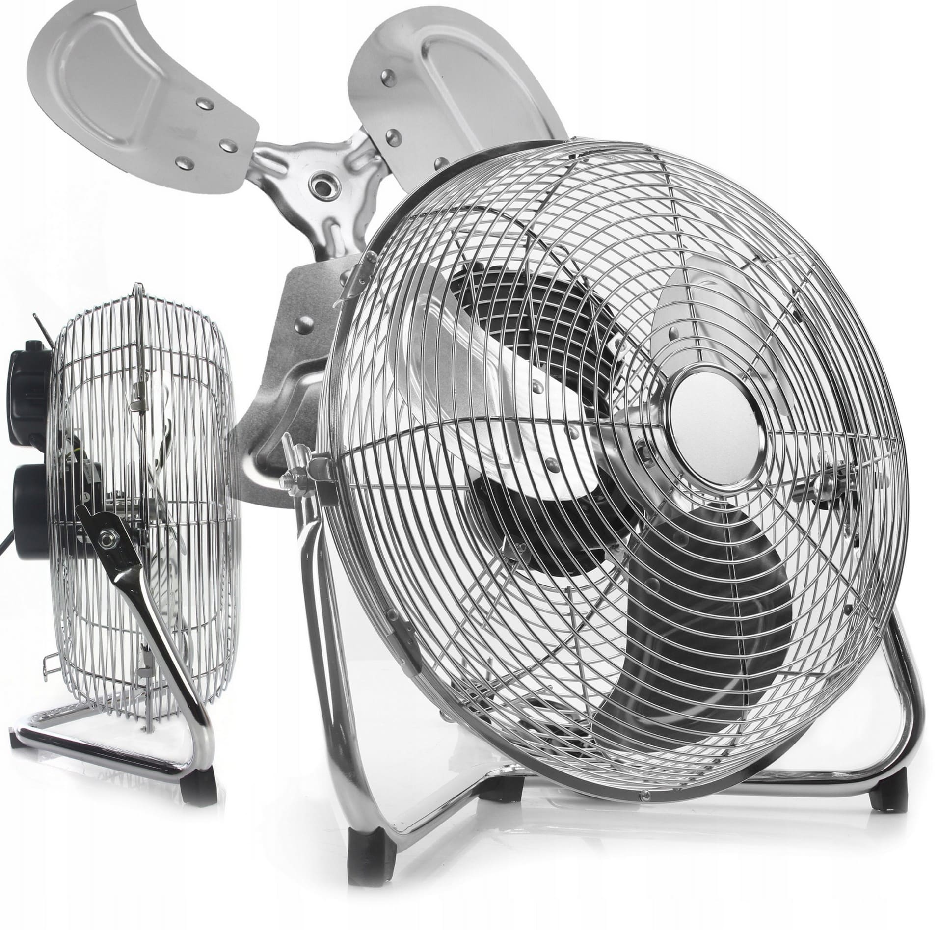 Floor Fan Industrial Air Circulator 120W 50 cm 3 Speeds Chromed Steel Silver