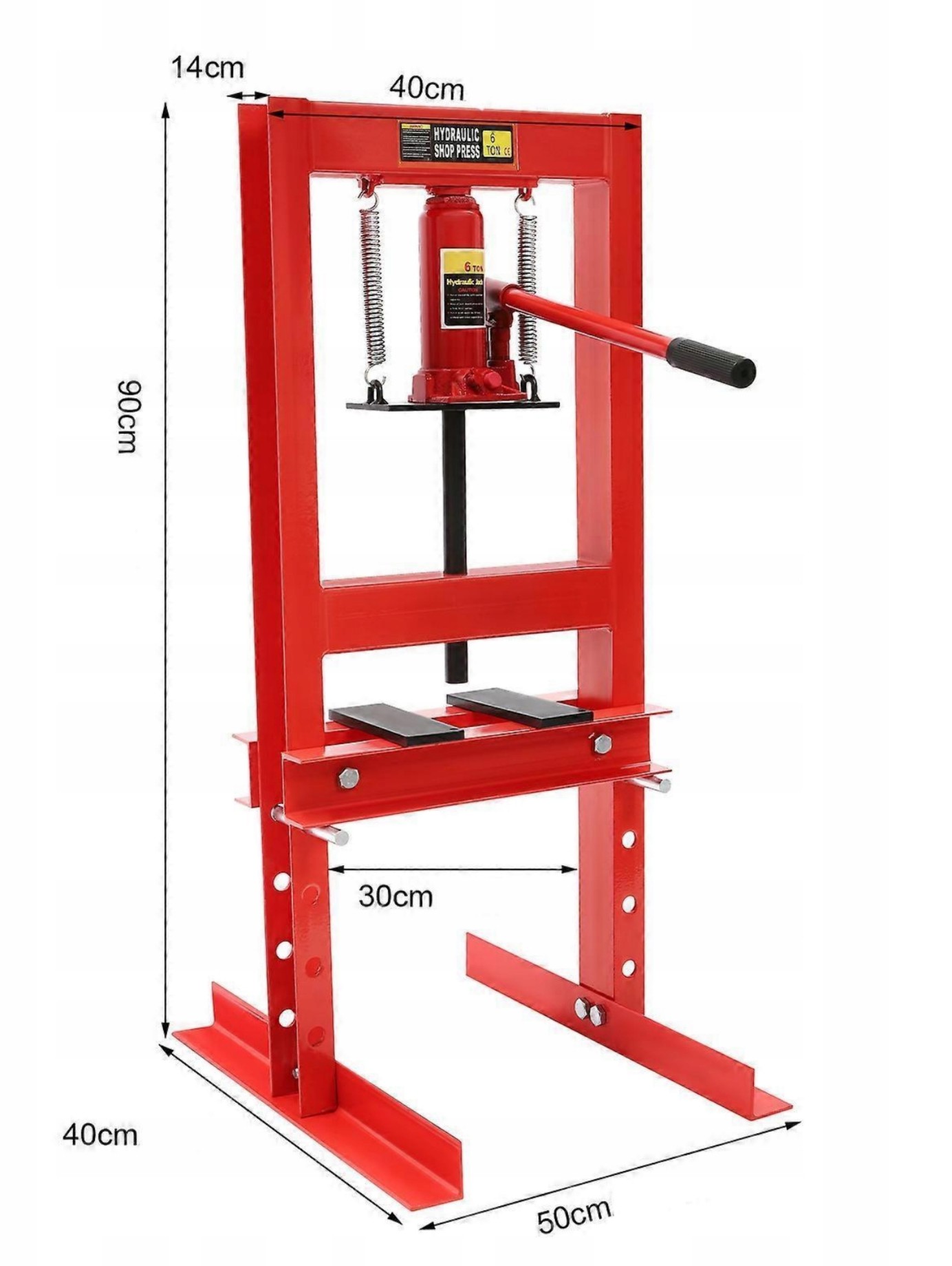 Hydraulisk Verkstadspress 6 Ton H-Ram 140 mm Slag V-Block 4-Stegs Höjdjustering, AppTech