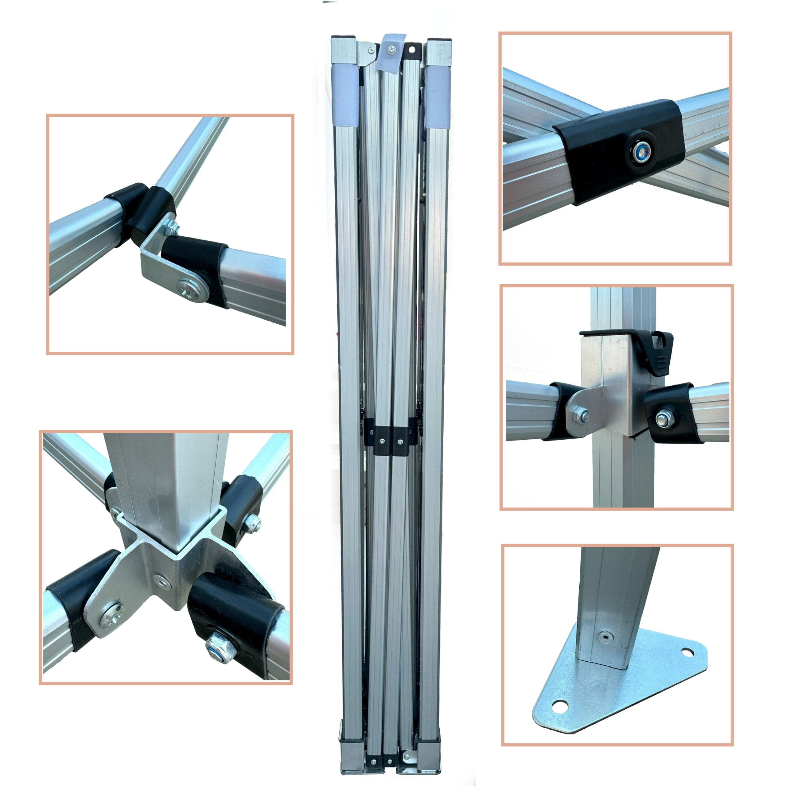 Professionellt Snabbtält 3 x 4.5m Aluminium A40H Premium PVC 320g/m² UV50+ EU, Plinth