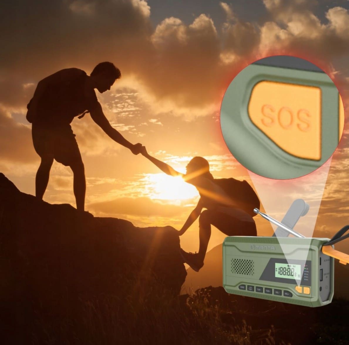 Emergency Radio 4500mAh AM/FM Dynamo Solar Panel Torch SOS Powerbank, Manta