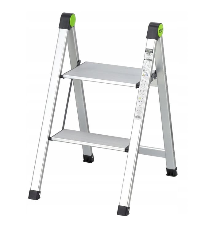 Folding Step Stool Mini Slim 2 Steps Aluminium 408x485x653mm, Stalco