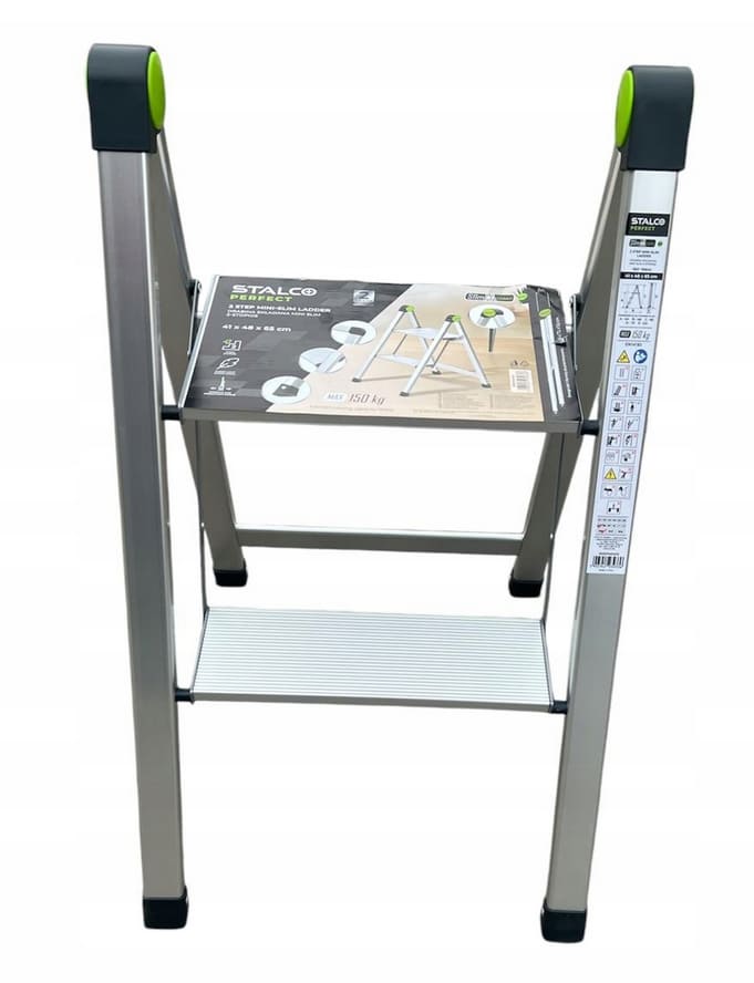 Folding Step Stool Mini Slim 2 Steps Aluminium 408x485x653mm, Stalco