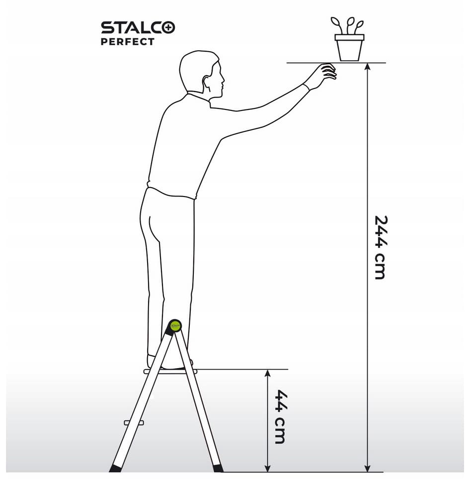 Folding Step Stool Mini Slim 2 Steps Aluminium 408x485x653mm, Stalco