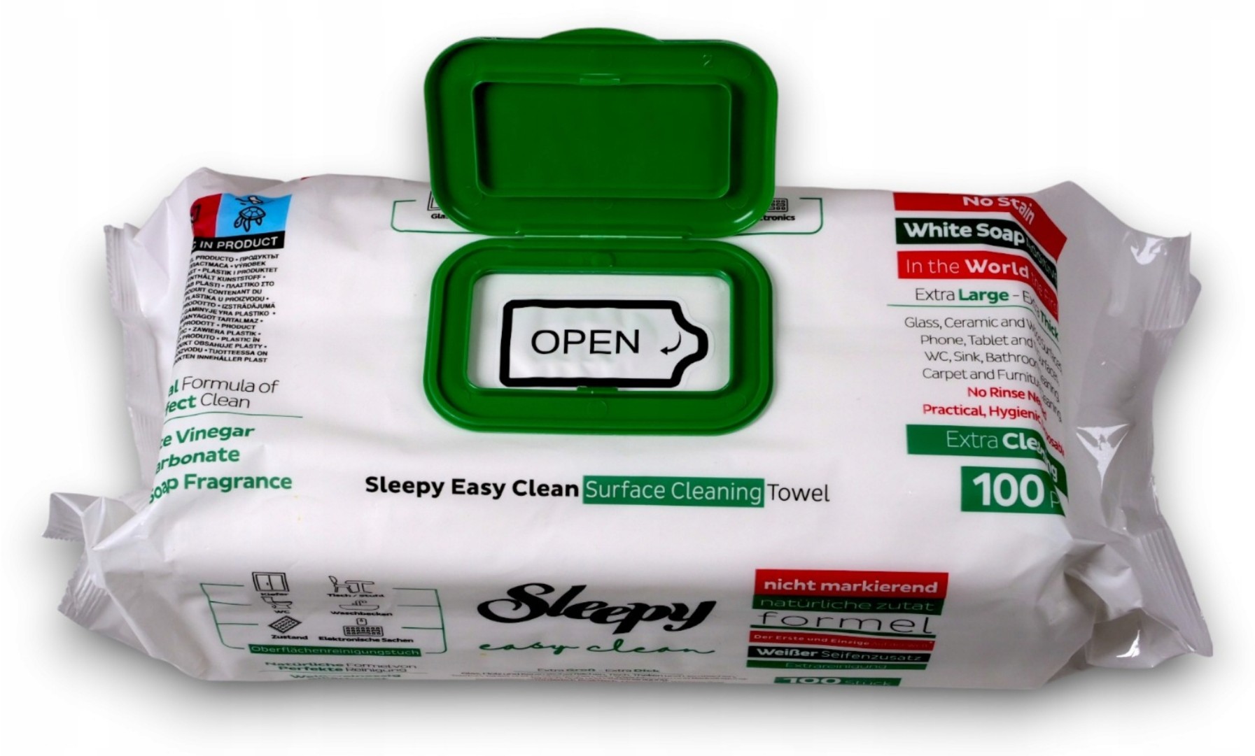 Rengöringsservetter Universal Vitt Tvål Vitvinäger Bikarbonat 4 x 100 st Easy Clean, Sleepy