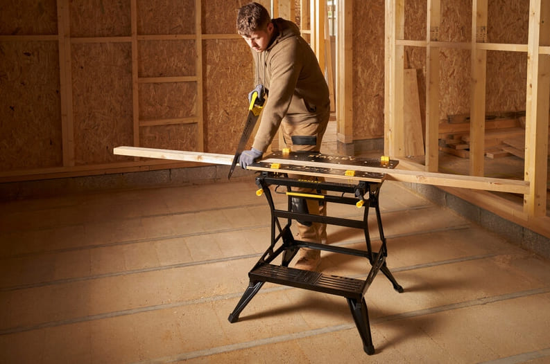 Work Table 2-in-1 FatMax Bamboo Vice Sawhorse 250 kg 2 Heights 62/80 cm, STANLEY STST83800-1