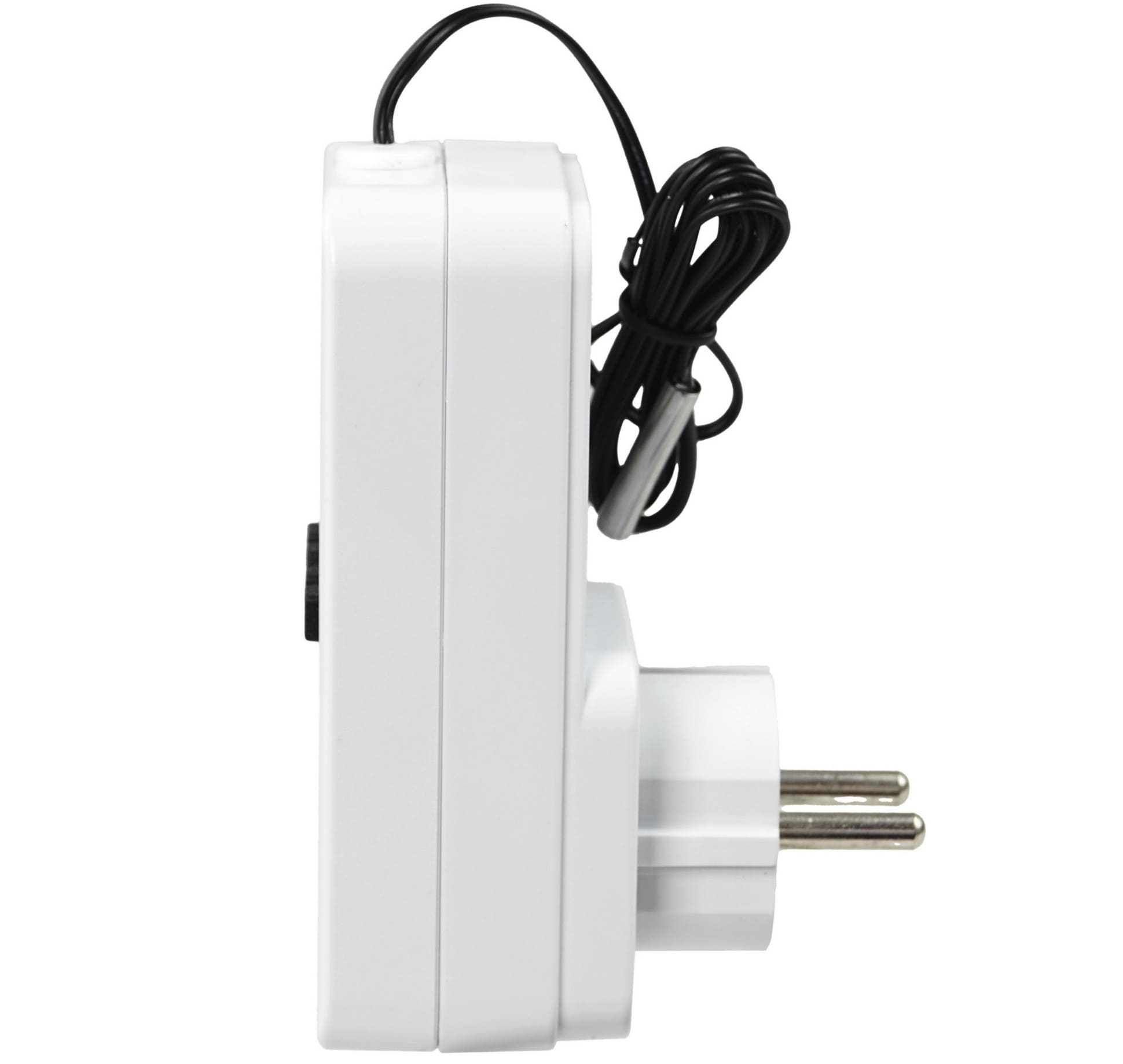 Termostat Frostvakter Digital Plug-in Schuko 230V 16A 3680W Timer -40°C till 120°C TES-GS-DE, Adelid