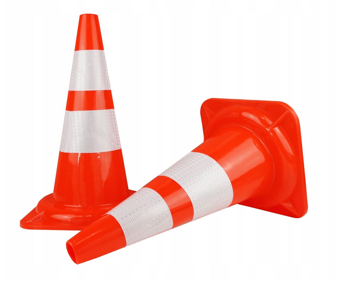 Soft Traffic Cone PVC 50cm 2 Reflective Bands 8-Pack, Road Cone Worksite