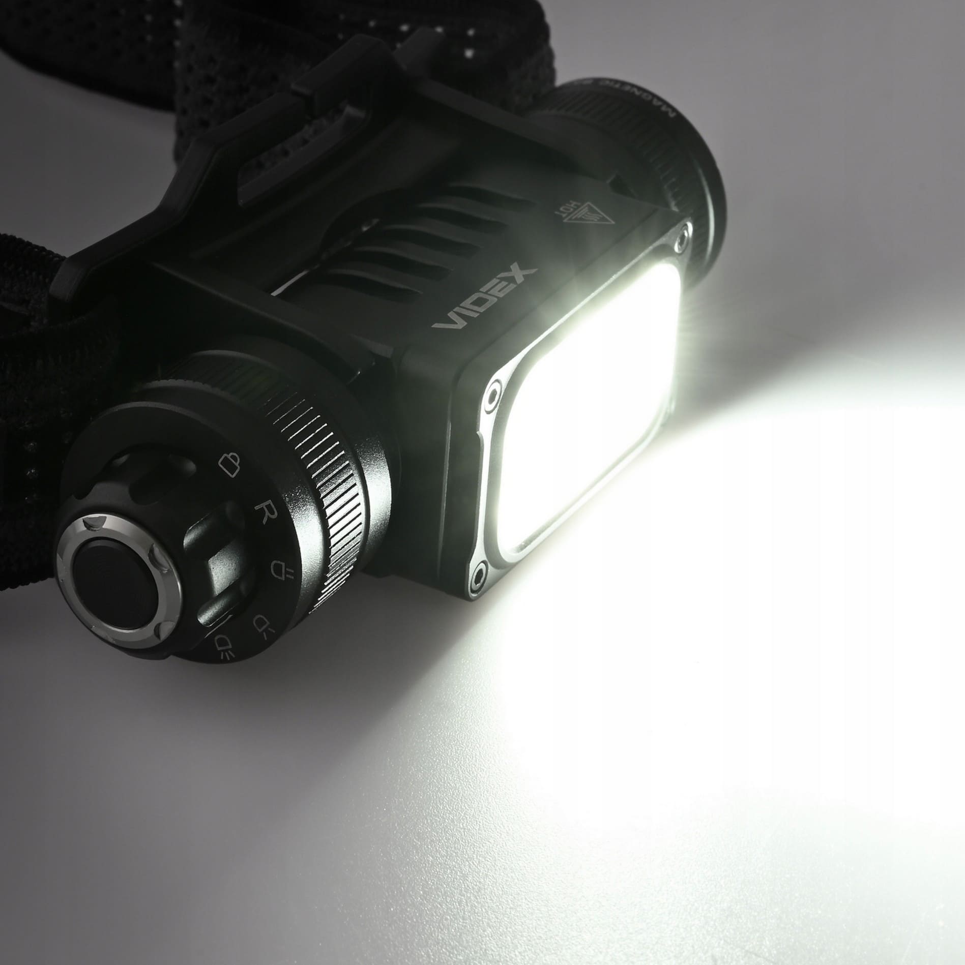 Headlamp LED 2000lm 20W+10W IP67 Touch Sensor USB-C 10 Modes Red Light Magnetic Base Aluminium, Videx