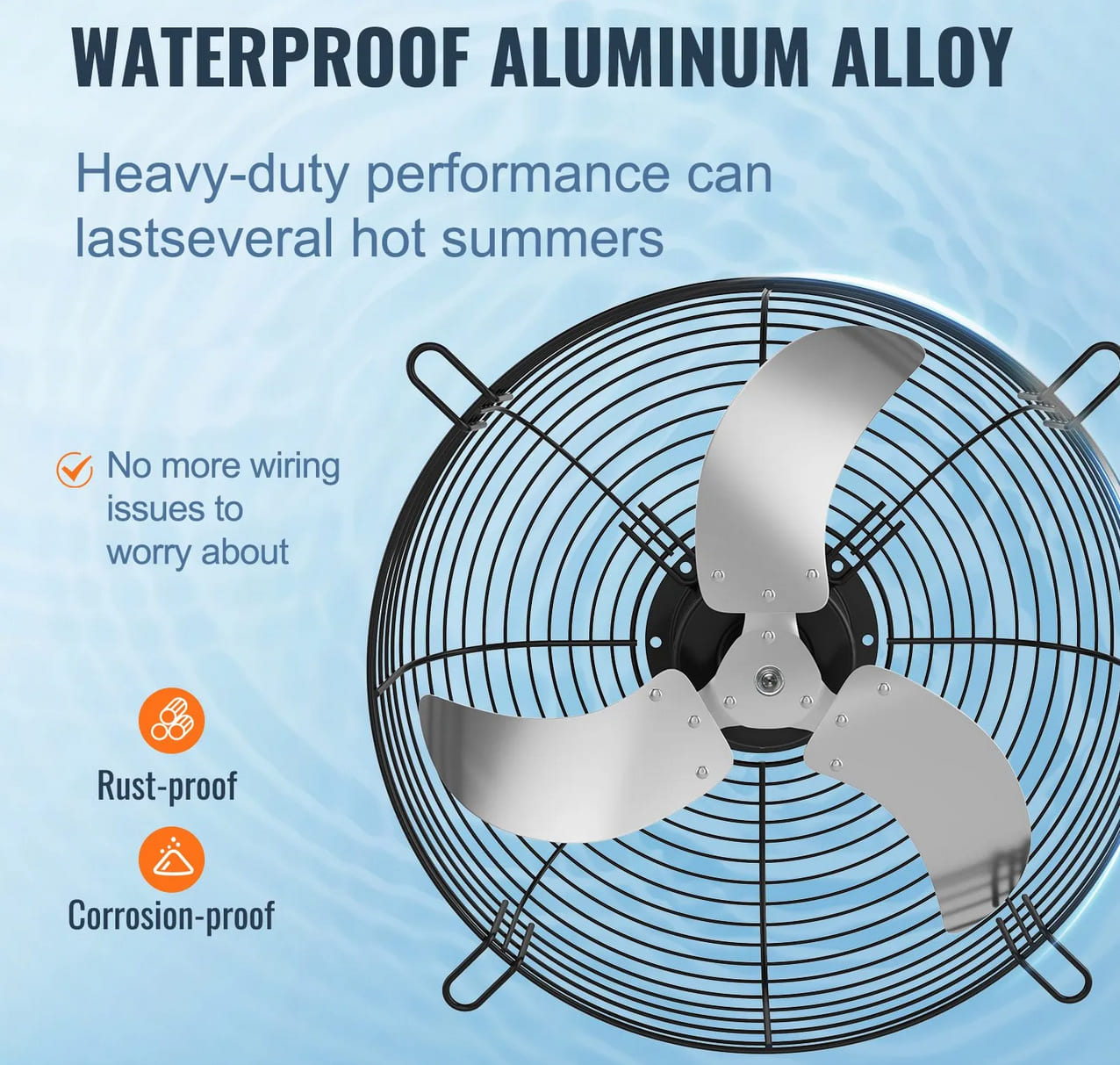 Industrial Wall Exhaust Fan 610mm Aluminium 4800m³/h 1400 RPM 115W EF-24-AC2, Vevor