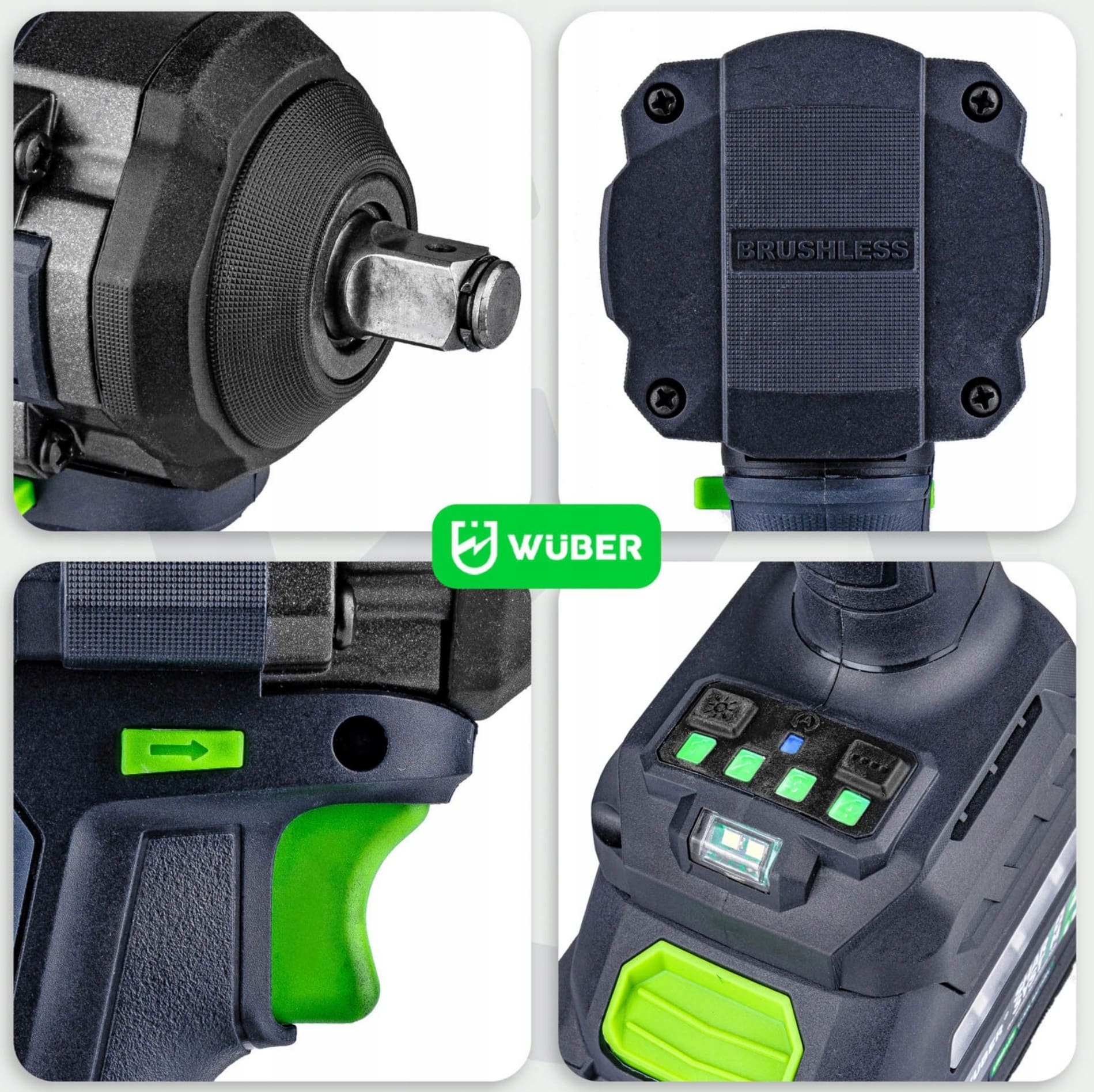 Mutterdragare Batteridriven 600 Nm 20V Borstlös 1/2" Set med Batteri 4.0 Ah och Laddare, Wuber