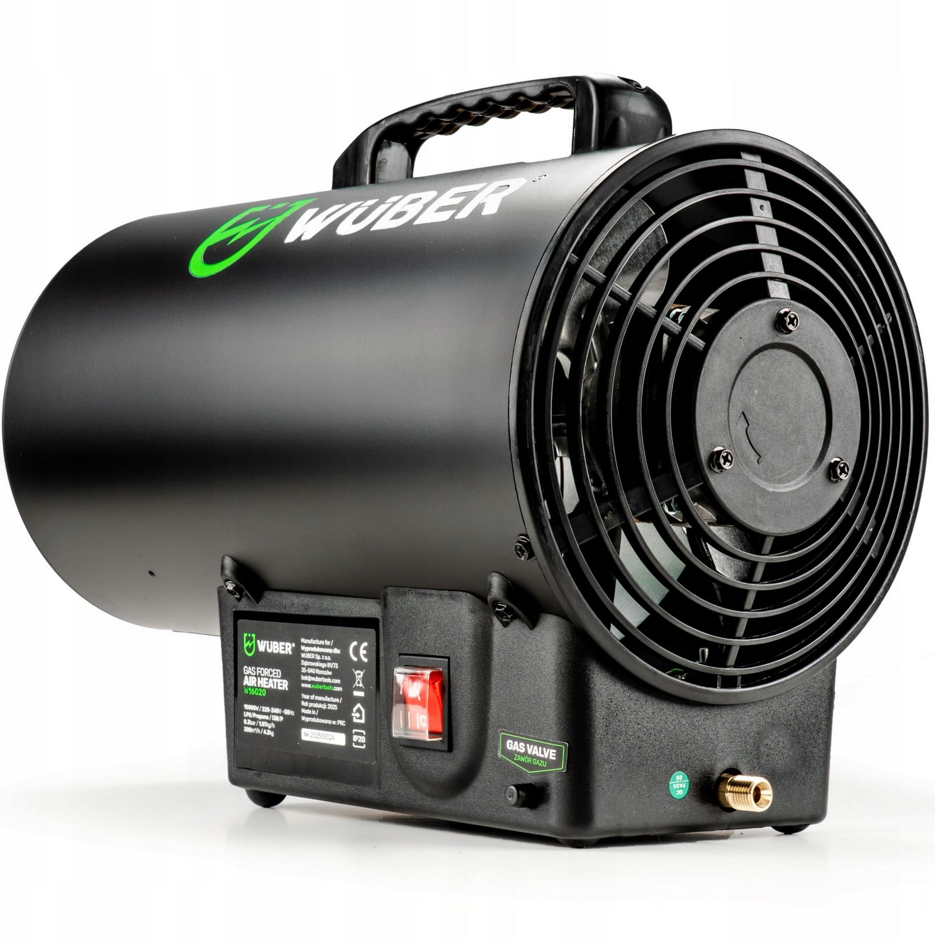 Gasolvärmare 15kW LPG med Slang och Regulator 300 m³/h W16020, Wuber