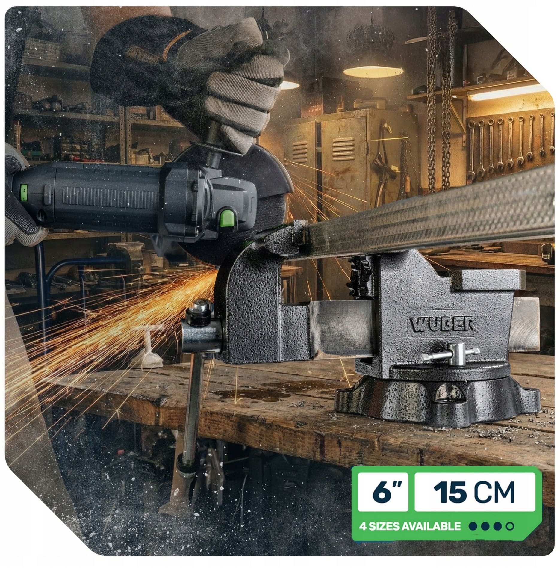 Bench Vice 150 mm/6 Rotating 360° with Anvil, HT200 Cast Iron 13.8 kg, Wuber W50003
