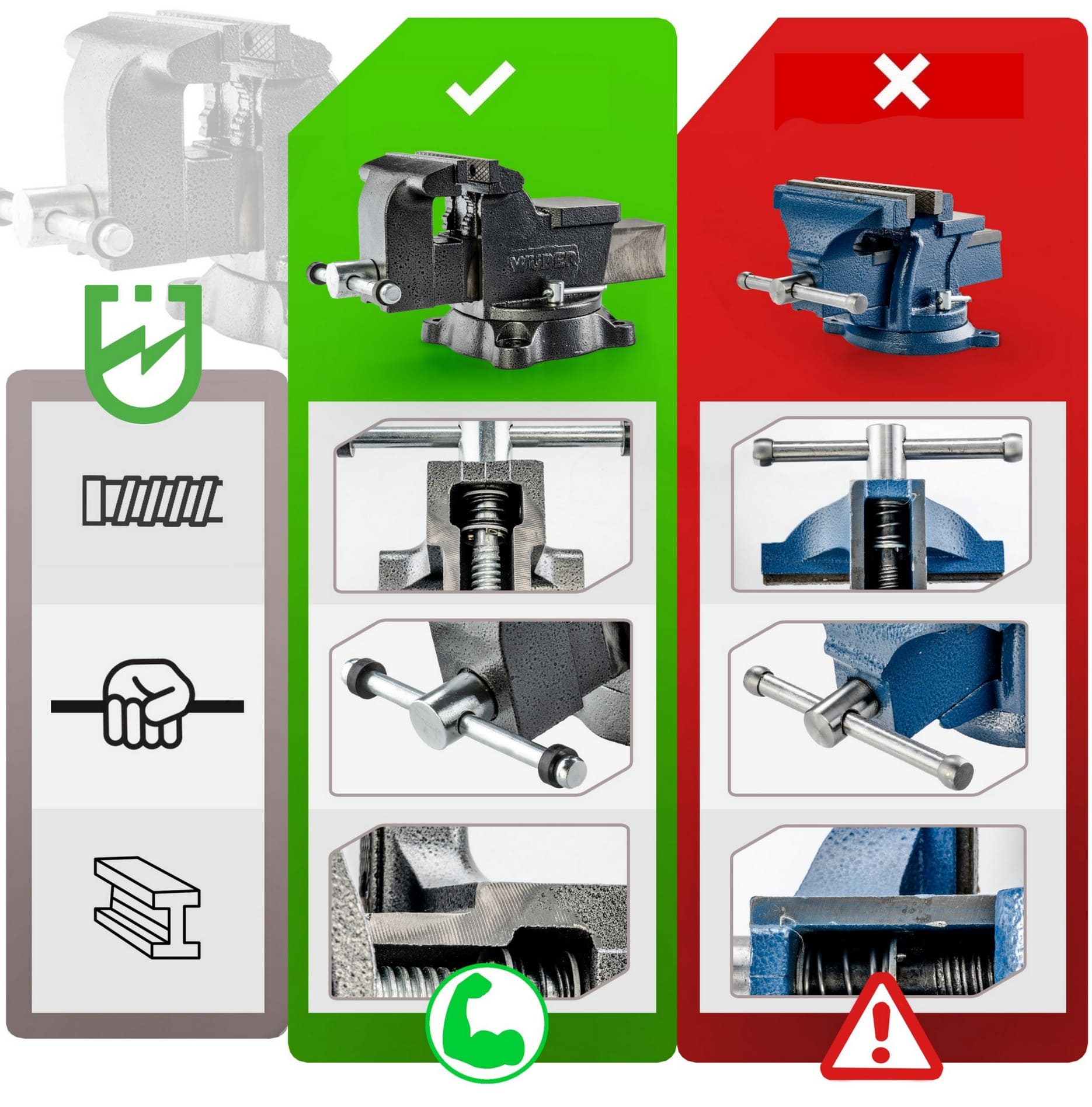 Bench Vice 150 mm/6 Rotating 360° with Anvil, HT200 Cast Iron 13.8 kg, Wuber W50003