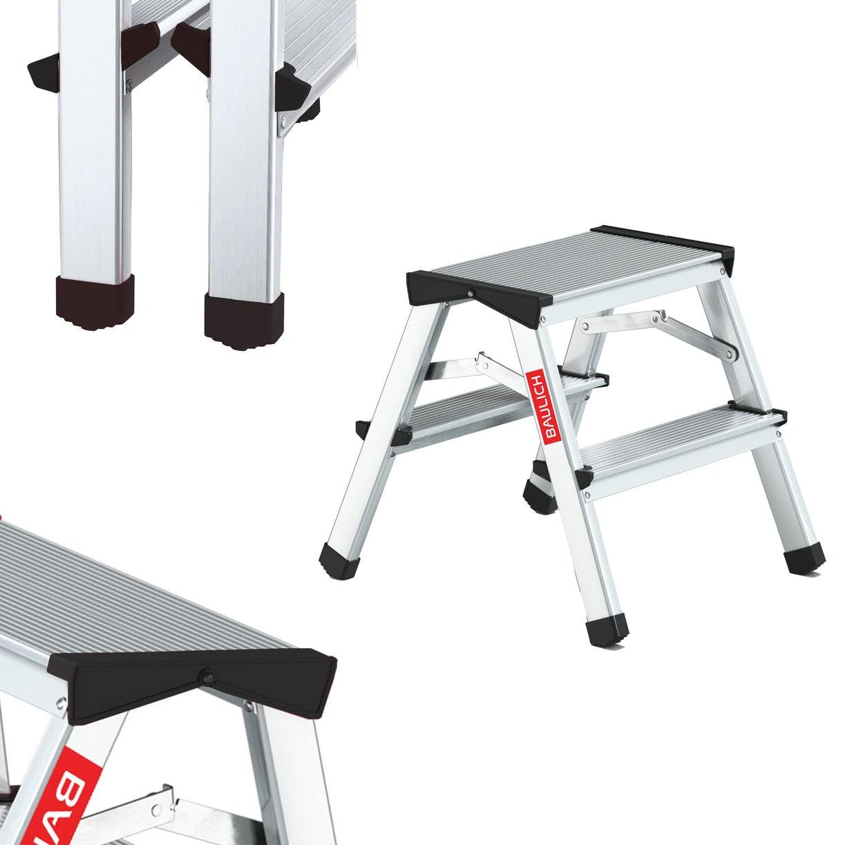 Pall, hopfällbart mini stege, aluminium, max 125 kg, BAULICH