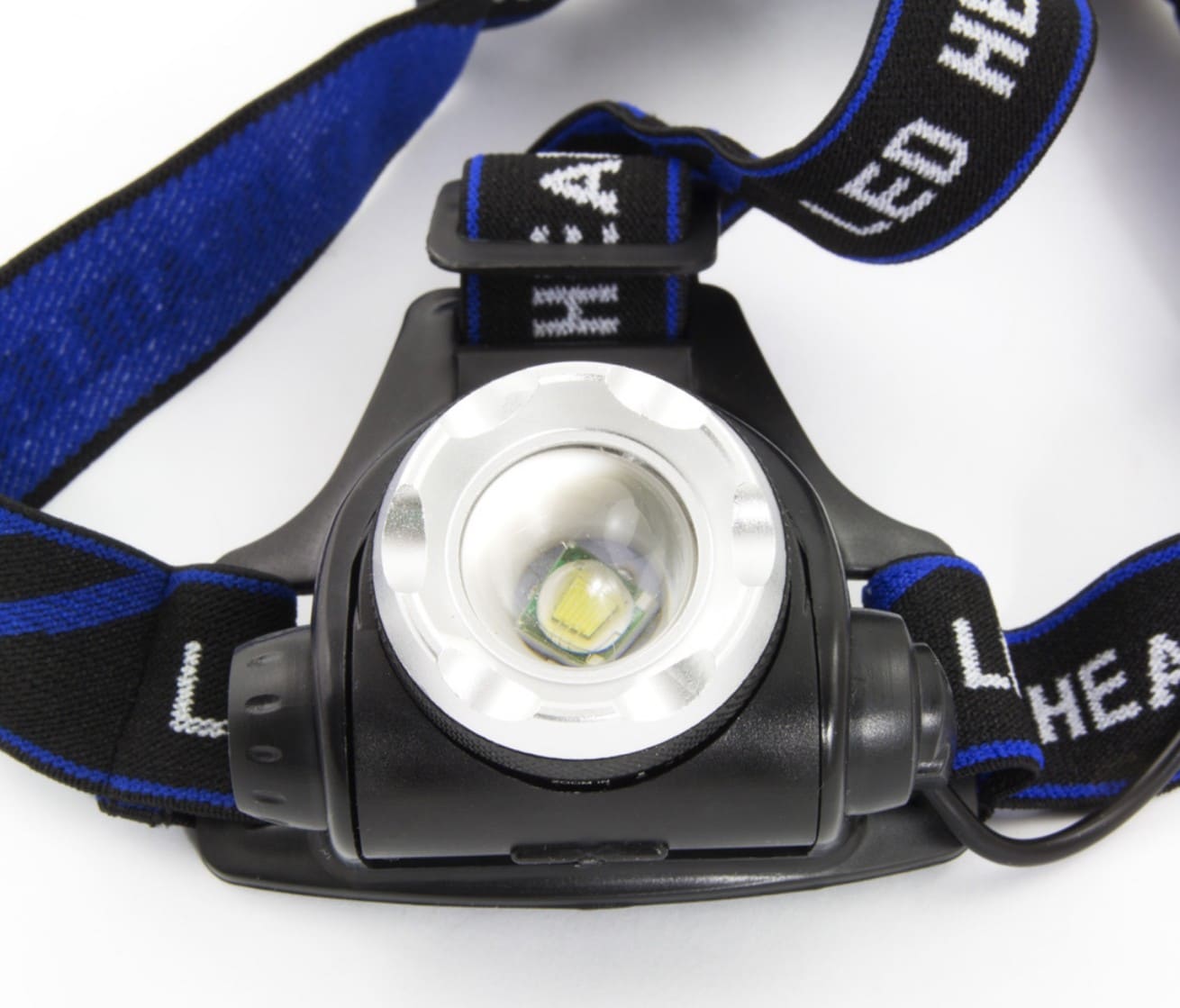 Pannlampa LED 800lm 300m Räckvidd Zoom 3 Lägen Vattentålig Aluminium 90° Vinkel (inkl. 2 laddbara batterier)