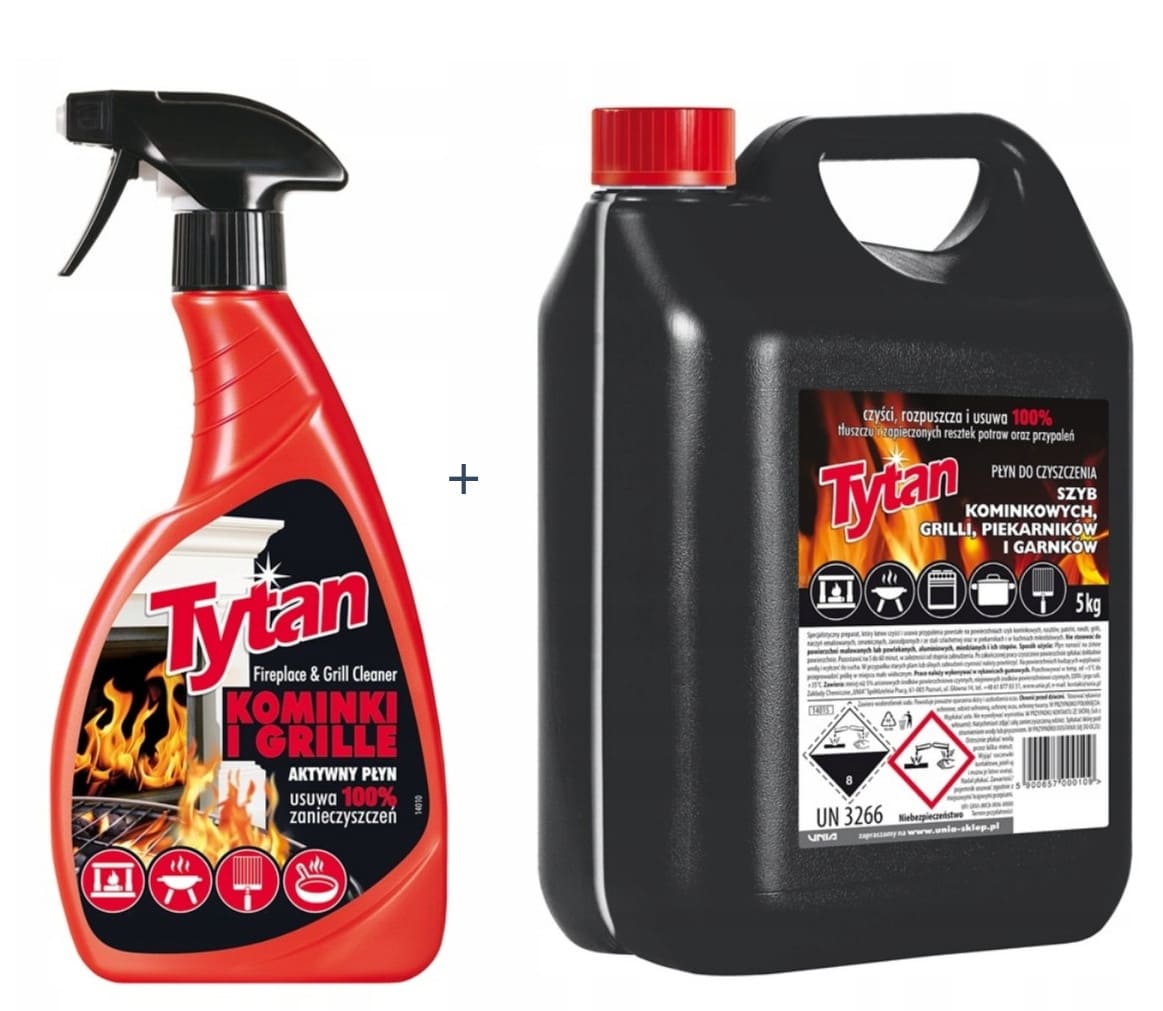 Fireplace Glass and Grill Cleaner 5.5 kg Spray 0.5 kg + Refill 5 kg P28410, Tytan