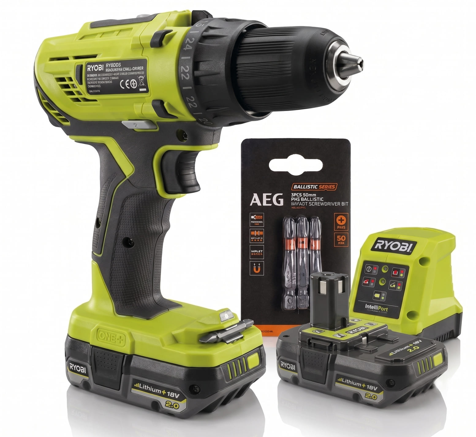 Impact Drill Driver 18V One+ with 2x 2.0Ah Battery and Charger, Ryobi