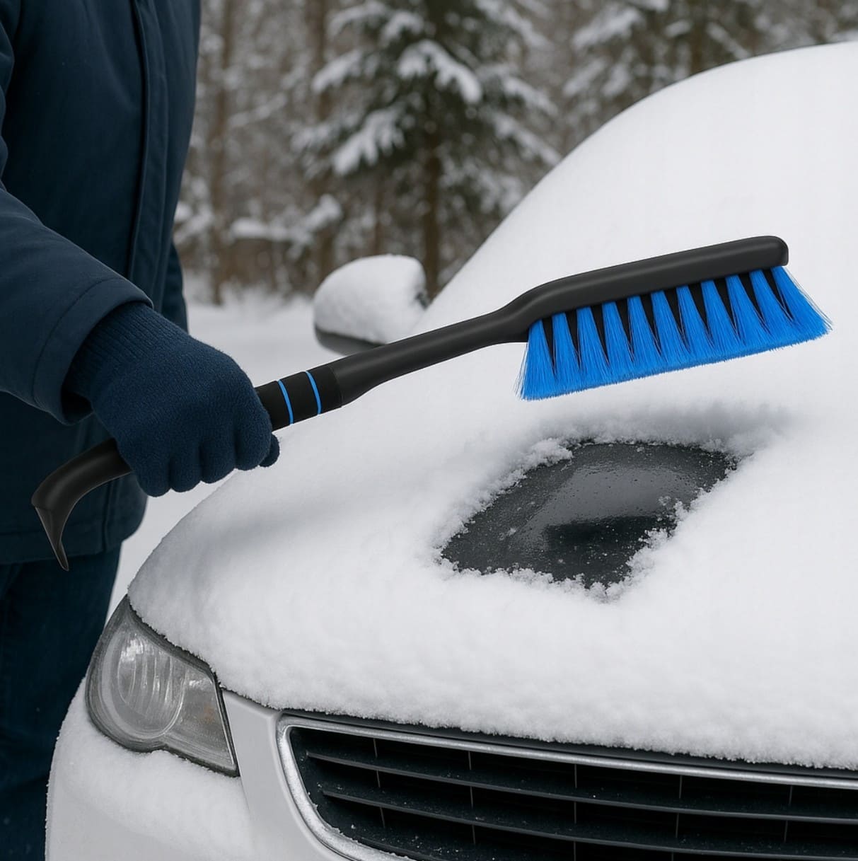 Isskrapa och snöborste 2-i-1 med skumhandtag