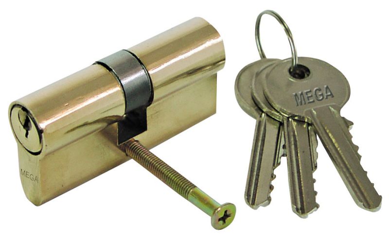 Brass Lock Cylinder 62 mm On Card, 3 Keys
